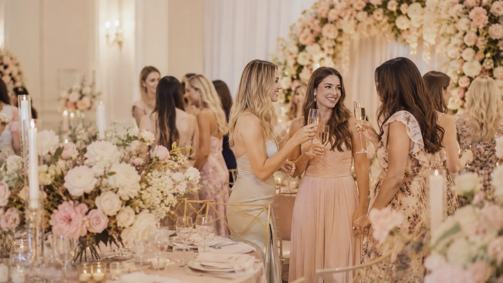 Elegant celebration with florals and champagne